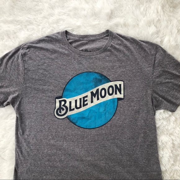 TEE LUV • Blue Moon Logo Heathered Gray Mens Tee Size Small - Picture 6 of 10